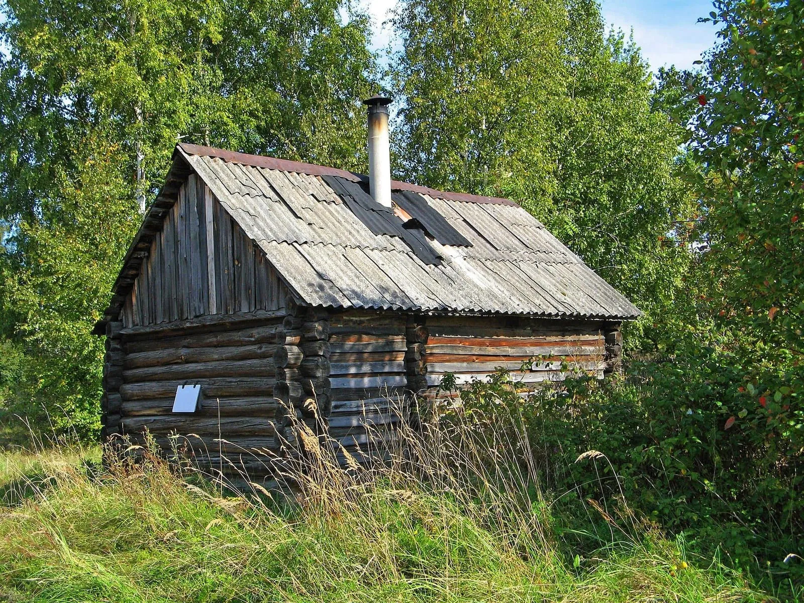 Log-built banya with a chimney in Kobona, Leningrad Oblast, Russia