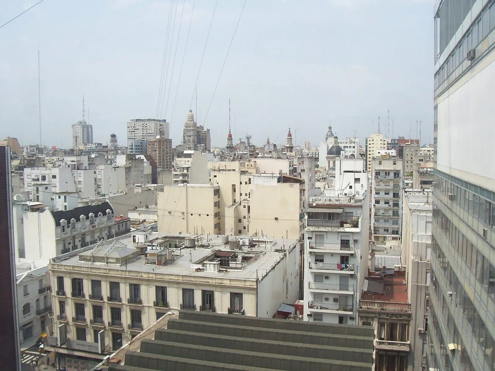 Rooftops and buildings of downtown Buenos Aires seen from the top of the Teatro San Martín on Avenida Corrientes